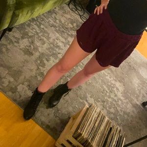 Flouncy Burgundy Lace Stretch Shorts